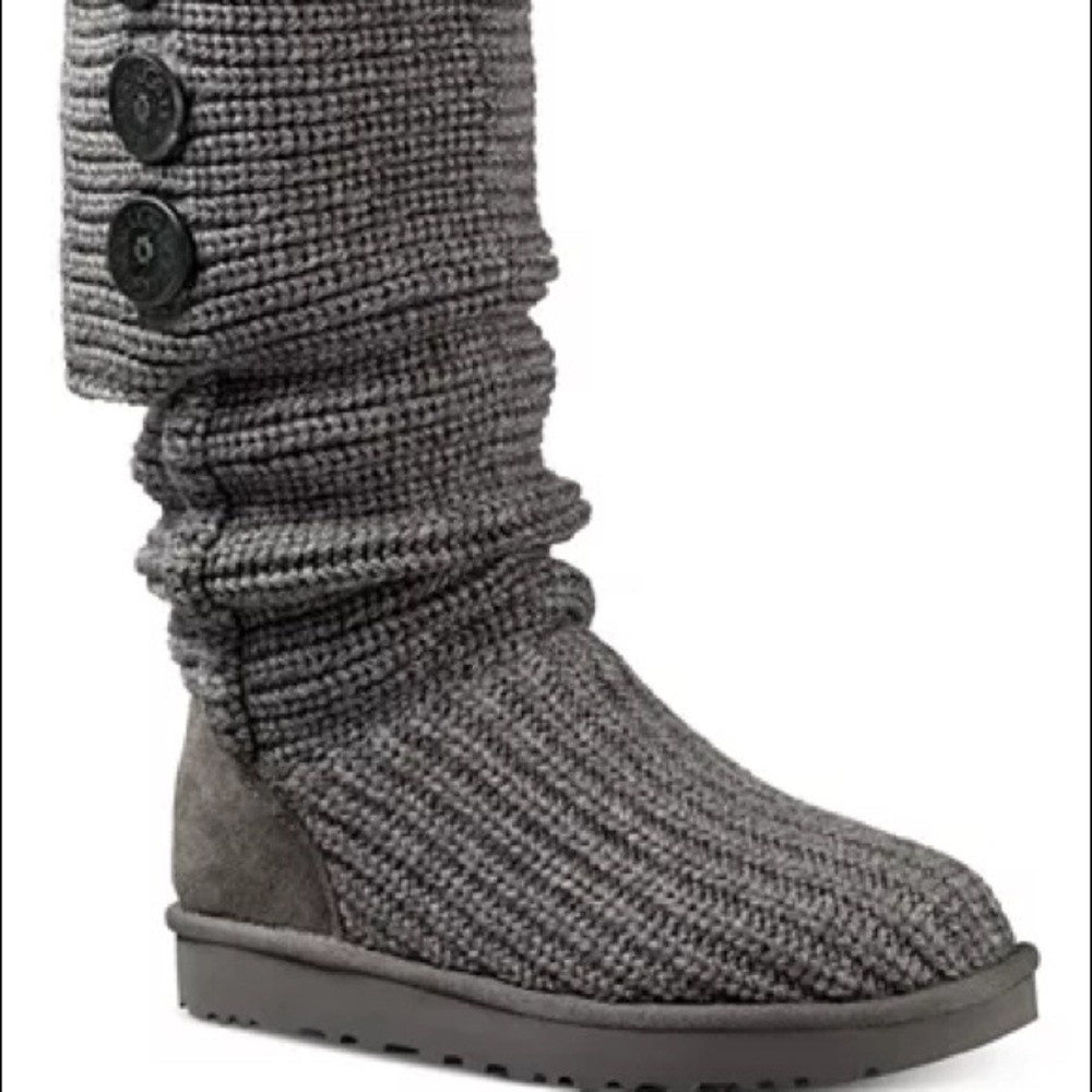 Ugg Grey Cardy Knit Button Boots